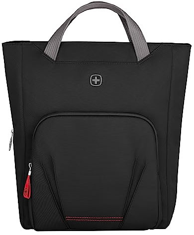 Wenger Motion Vertical Tote - Chic Black, Lightweight and Durable Laptop Bag with Multiple Compartments for Work, School, or Travel, Water-Resistant, Ergonomic Design, Fits Laptops up to 16 Inches