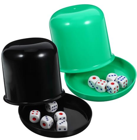 VICASKY Würfelshaker-Set,5 Plastik Würfelbecherset Mit Deckel,Würfelstapelbecher mit 25 Würfeln D6 Spielset Würfelspiel Partyspielzeug
