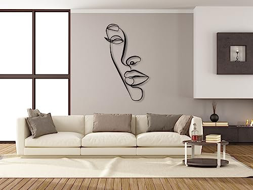 VAILLA Gesichter Line Art Wanddeko, Wandbild aus Holz, Wand deko in Schwarz, Home Wall Art Minimalistische Dekoration, Wandaufkleber 3D, Moderne Deko, Bilder für Schlafzimmer, Wohnzimmer (Line Art 9)