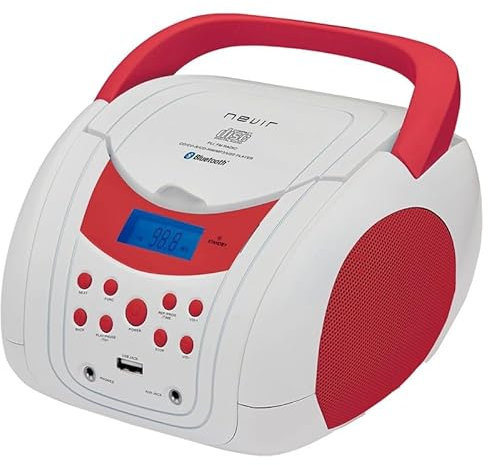 Radio CD NEVIR NVR-483UB Blanco Rojo Bluetooth