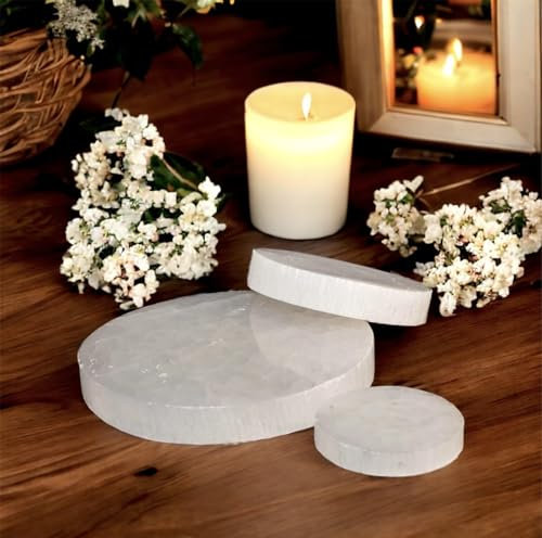 Piastra di ricarica in cristallo di selenite, piastra di ricarica con cristalli di ricarica (10 cm)