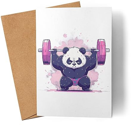Lilavie-Design Fitness Panda Power Karte Grußkarte Gym Freak Powerlifting Muskeln Training Weightlifting