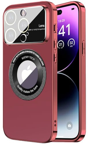 Rdyi6ba8 Custodia Compatibile con iPhone 15 Pro Max, Magnetica TPU Silicone+Hard PC Cover con [Copri Fotocamera] Supporta Ricarica Wireless Antiurto Case per iPhone 15 Pro Max - (Rosso)