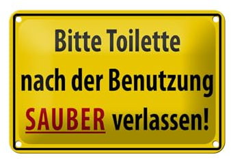 FEMER Blechschild Hinweis 18x12cm Toilette nach Benutzung