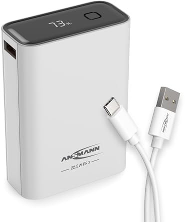 ANSMANN Powerbank 22,5 W PB322PD - Externer Akku mit Einer Kapazität von 20.000 mAh - Notstrombatterie mit USB-A- und USB-C-Anschlüssen, ideal für Smartphones, Tablets, Laptops, Handheld-Konsolen