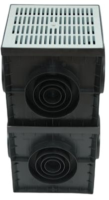 Megaa store Hofablauf aus Kunststoff mit Aufsatzkasten A15 1,5 Tonnen Entwässerung Gully Hofsinkkasten 300X300x600mm (Grau)