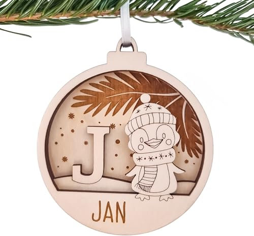 Christbaumkugel personalisiert: Weihnachtskugeln mit Namen - Kleine Weihnachtsgeschenke für Kinder Baumschmuck Holz