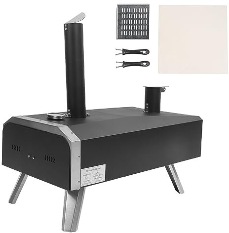 Horno de Pizza de Pellets de Madera - Horno de Pizza Al Aire Libre Estufa de Leña para Fogatas Acero Inoxidable Portátil de 12 Pulgadas para Uso en Exteriores