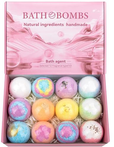 12pcs Badbomben natürliche Zutat Duschbomben feuchtigkeitsspenst die Haut, lindern Stress Badblasen Spa Essentielles Geschenk für Frauen Entspannung