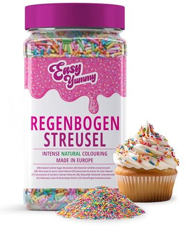 Easy Yummy Regenbogenstreusel (700g) – XXL Packung, Bunte Streusel mit natürlicher Färbung