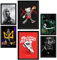 Nacnic 6er-Set Ikonischer Basketball-König James Jordan Nike Gerahmtes Poster mit Design-Illustrationen zur Dekoration der Wände Ihres Zuhause Zimmer Büro Laden Malerei A3 & A4 Schwarzer Rahmen