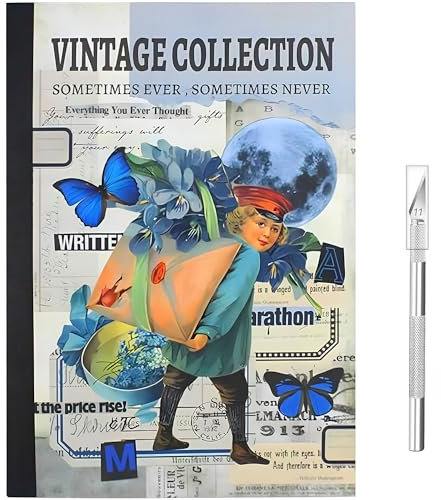 800+ Pieces Scrapbooking Sticker Set Vintage Scrapbooking Sticker Set Scrapbook Accessories Washi Sticker Set for Scrapbook Photo Album Scrapbook Laptops 24 Sheets Blue