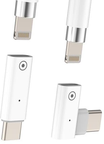 USB C Stecker auf 1.Generation Pencil Adapter(2 Stück) Apple MFI Certified Lightning Buchse Ladeadapter 1st Pencils Ladeadapterkabel Zubehör für iPhone Charging Connector Stift Type-c Laden für iPad