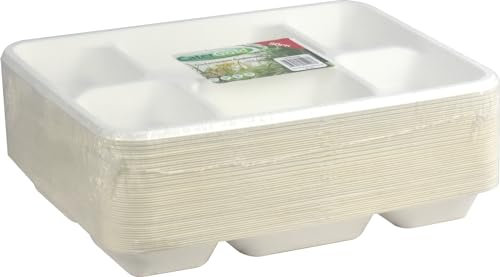 Catergold Sturdy Disposable Bagasse Paper 6 Compartment Trays 30 x 23 x 3.5 cm. 50pk