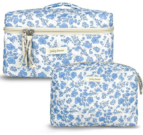 TOPALL Trousse de Toilette Femme Voyage,Trousse Maquillage,Matelassée Trousse Toilette XL,Pochette Maquillage Grande Capacité Voyage Motif Floral pour Femme Fille