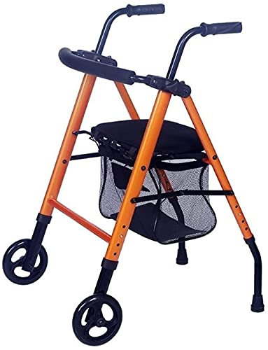 Folding Roller Walker with Armrests, Seat and Tray Basket, Height Adjustable Aluminum Twofor The Elderly and Disabled Elderly Walker Sharing