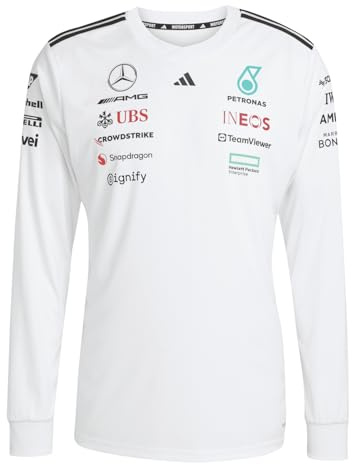 adidas Herren Mercedes - Amg Petronas Formula One Team Driver Jersey Long Sleeve White Men Trikot (Lange Ärmel) (1er Pack)