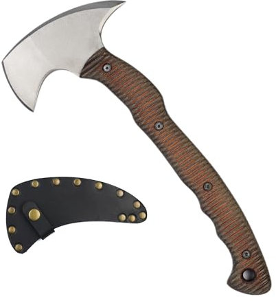Tomahawk Outdoor Axt mit Griff aus Polymer - Camping Beil Handgeschmiedete Tactical Axt (Bushcraft Tomahawk mit Scheide aus Leder)