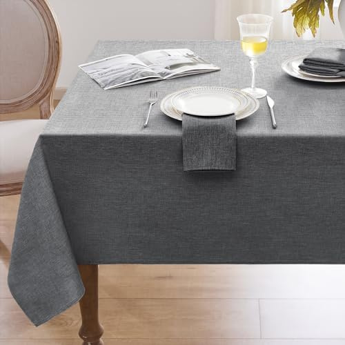 Softalker Abwischbare Tischdecke 140 x 200 cm Tischdecken Rechteckig aus 210 GSM Leinenoptik Tischtuch Abwaschbar Wasserabweisende Tischwäsche Table Cloth für Outdoor, Garten, Hochzeiten