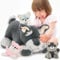 MorisMos 4 stücke Hund Kuscheltier XXL Set, 50cm lang riesen Schnauzer Hund Kuscheltier mit 3 Babys im Bauch, groß plüschhund stofftier Spielzeug Geschenk Kinder Baby