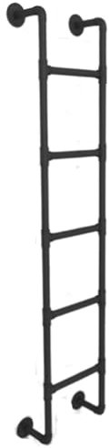 Basement Window Well Egress Ladder, Black Wrought Iron Attic Bunk Bed Ladder, 4ft 5ft 6ft 7ft 8ft 9ft Emergency Fire Climbing Ladder, Universal Metal Step Ladder(100cm/39in)