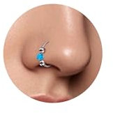ESHIONER G23 Titan Nasenpiercing Ring Silber Nasenring Piercing Ohr Septum Helix Ring Nostril Tragus Conch lippenpiercing Hypoallergen Blau Opal Nase Ringe Piercing Schmuck Damen Dünn 20G 7MM