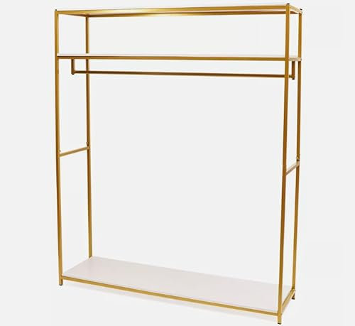 SAUADY Bodenstehender Kleiderständer Freistehende Umkleidekabine Kleiderstaender Kleiderstange Ankleide für Hochzeitszeremonien Shows Gold 145 * 40 * 180CM