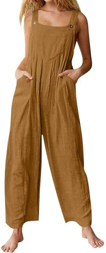 Generisch Overall Damen Arbeitslatzhose Damen Jumpsuits für Damen Arbeitsoverall Damen Arbeitsoverall Arbeitshose Jumpsuit Damen Elegant Damen Arbeitshose Jumpsuits für Damen Arbeitshose Beige 2XL