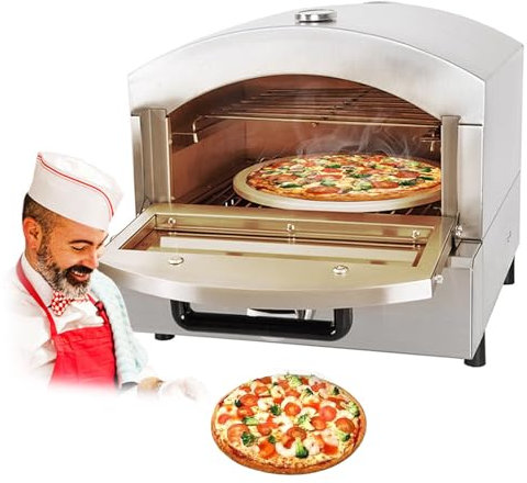 Eastnmythet Forno per Pizza Elettrico/A Gas da Banco, Macchina per Pizza per La Casa, Forno per Pizza a 2 Livelli per Cucinare Pizza, Bistecca, Pollo,Gas