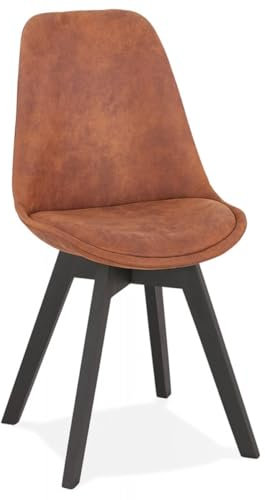 KADIMA DESIGN Holzstuhl mit Mikrofaserbezug | Esszimmerstuhl Gepolstert | Küchenstuhl mit Hoher Rückenlehne | Rustikal Modern | 48x56x85 cm | Axel Kollektion