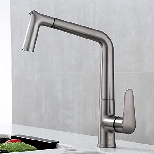 ZCCZJS Küchenarmatur mit Pull Down Spray Messing Drehschauermodus Pulle Down Kitchen-Wasserhahngrau (Gris)