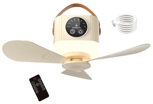 Generico Ventilated Illuminated Ceiling Fan - USB Rechargeable Ceiling Fan | Multifunctional 3600mAh Cooler | Small Portable with 4 Speeds and Remote Control