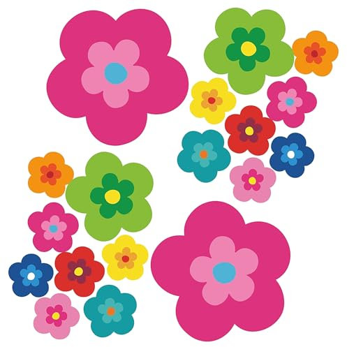 tradercat pril Blumen Sticker I autoaufkleber Blumen 18 Stück als Set I Retro Aufkleber für Jede Glatte Oberfläche, ideal für Ihr Auto I prilblumen Aufkleber (Pink)