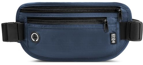 GlasFlength Flache Bauchtasche mit RFID Blocker, Diebstahlsicher Geldgürtel für Damen und Herren wasserdichte Tasche für Reisepass Diebstahlsichere Gürteltasche für Reise Sport (Dunkelblau)