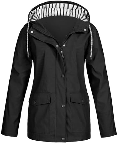 Veste Running Femme Vêtements Transparent Imperméables Waterproof Cape Ciré Petit Bateau Vestes Coupe-Vent Sport Coat Matelassée Poncho Randonnée Capuche Pluie Femme Noir L