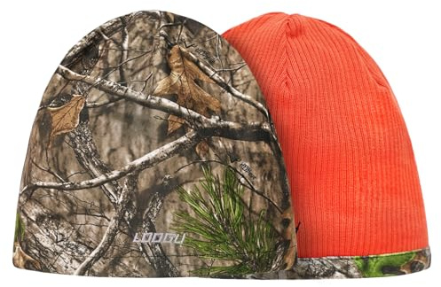 LOOGU Wintermütze Herren Reversibel Beanie Warm & Winddicht aus Fleece, Elastischer Sitz, Wendemütze für Jagd, Wandern Outdoor