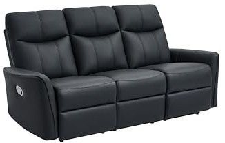 UK Leisure World LAZYBOY BLACK BONDED RECLINER LEATHER SOFA SET SUITES SETTEE ARMCHAIR THREE TO SINGLE 3 2 1 SEATER (Three seater)