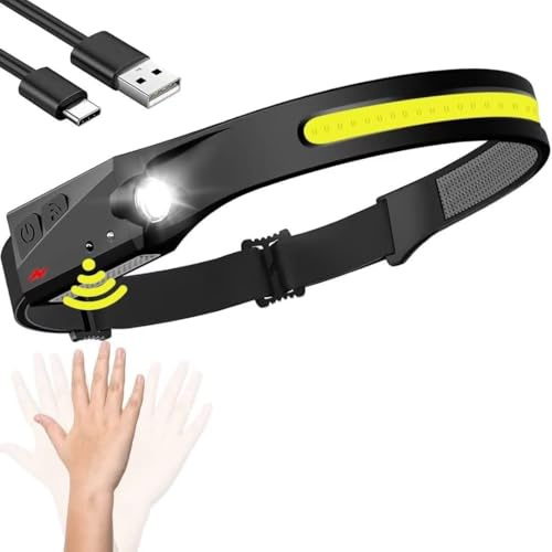 LeuKoles Adventure Light Stirnlampe USB Led Wiederaufladbar, 230°Wide Stirnlampe, Kopflampe Sensor Headlamp Kopfleuchte Stirnleuchte Headlight Taschenlampe Kopfband