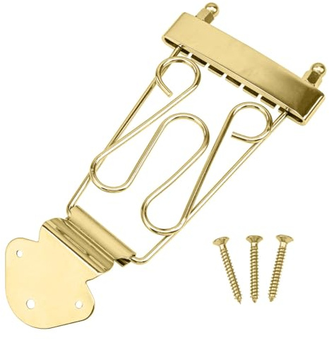Gurtt Puente de Guitarra Trapezoidal de 6 Cuerdas – Compatible con Guitarras eléctricas Jazz Archtop (Dorado)