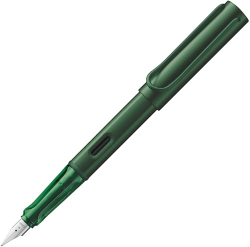 Lamy AL-star pine Füller mit polierter Stahlfeder in Strichbreite EF | Lamy Füller mit ergonomischem Griff – leichtes Aluminiumgehäuse – inkl. Tintenpatrone LAMY T 10 blau – Rechtshänder