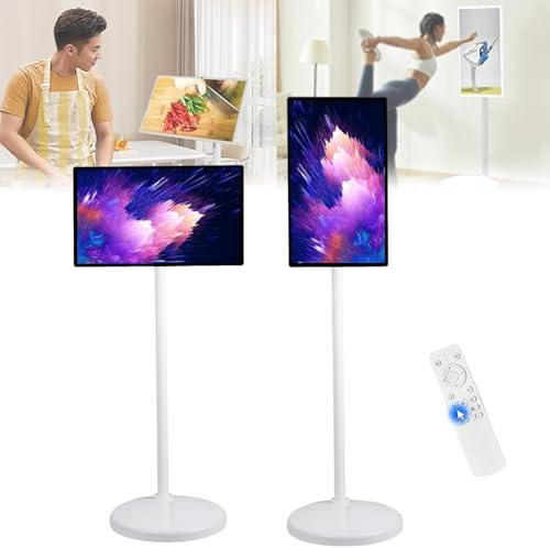 Sunseota 32 Inch Mobile Smart Touch Screen 1080p Portable Monitor with 20MP Webcam - 8+128G, 15000mAh Battery Operated, 10H Life Time, 360° Rotating Touch TV, Remote Control