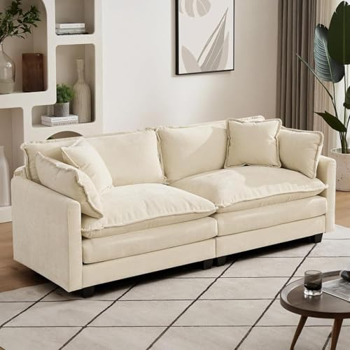 SoarTalent Sofá Modular Modular de 76.7 Pulgadas, sofá Convertible de felpilla de 2 plazas con Asiento Profundo, sofá biplaza con Almohadas para Sala de Estar, apartamento, Oficina (Beige)