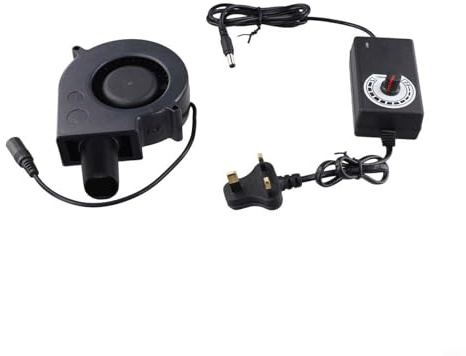 CYRENT Adjustable 97mm DC 12V Blower Fan for BBQ Heater and Outdoor Cooking, 5500 RPM Portable Air Ventilation Fan with 4–12V Controller(UK)
