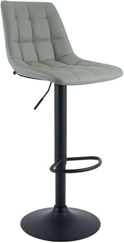 CLP Barhocker höhenverstellbar Mapun, Barstuhl 360° drehbar, gepolstert mit Metallgestell für Küche, Theke, Bar und Lounge Farbe grau Material Kunstleder