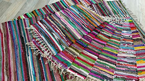 Fleckerl Handweb Teppich Kufstein Multicolor Flickenteppich Handwebteppich Fleckerlteppich 9 Größen 40x60, 60x120, 70x140, 90x160, 90x250, 90x340, 130x200, 170x240, 200x300 cm (90x340)