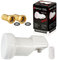 HB-DIGITAL SINGLE LNB WHITE PREMIUM Wieß Weiss NUR 0,1 dB UNIVERSAL ! SEHR RAUSCHARM Opticum LSP-02G + Gummitülle + 2 vergoldete F-Stecker GRATIS DAZU
