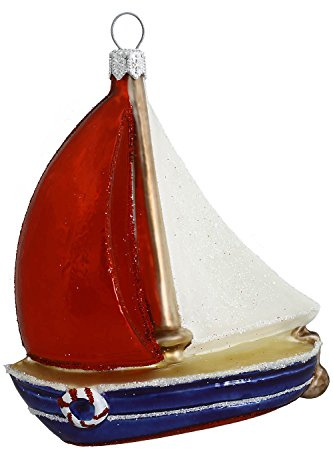 HAMBURGER WEIHNACHTSKONTOR® - Christbaumschmuck - Segelschiff blau-rot