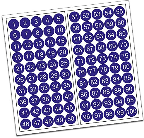 100 PVC Kreise nummeriert 1-100 15mm Klebepunkte von Finest-Folia Aufkleber Folie (R013 Königsblau)