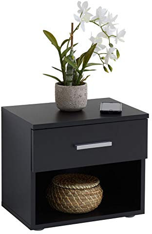 IDIMEX Table de Chevet MAEL, Table de Nuit casier avec 1 tiroir et 1 Niche, en mélaminé Noir Mat