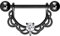PIERCINGLINE Chirurgenstahl Nippelpiercing Barbell ORIENTALISCHES DESIGN + KRISTALL Piercing Brust Nippel Brustwarze Schwarz 16 mm